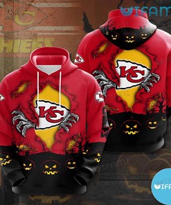 Unique KC Chiefs Youth Halloween Hoodie with Hand Pull Out Logo