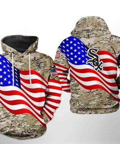 Unique Print - Camo Veteran All Over Print 3D Hoodie for Chicago White Sox MLB Fans