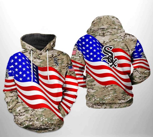 Unique Print - Camo Veteran All Over Print 3D Hoodie for Chicago White Sox MLB Fans