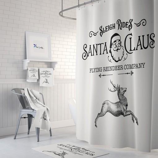 Unique Reindeer Christmas Shower Curtain for Holiday Bathroom Decor