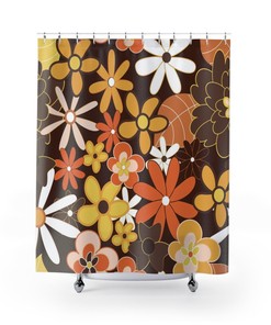 Unique Retro 70s Aesthetic Shower Curtain for Your Bathroom Decor