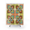 Unique Retro Geometric Shower Curtain, Boho 60's 70's Hippie Bathroom Accessory, Vintage Curtain with Charm