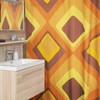 Unique Retro Geometric Shower Curtain, Groovy 60's 70's Hippie Bathroom Accessory for a Vintage Bathroom Decor
