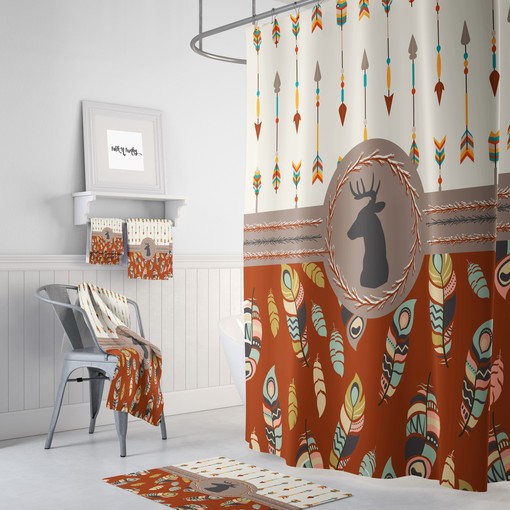 Unique Shower Curtains Boho Tribal Deer Shower Curtain - Image 2