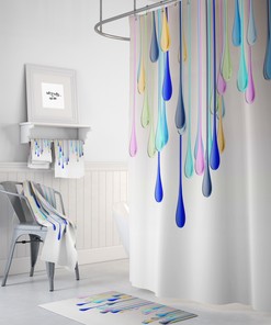 Unique Shower Curtains Gypsy Rain Drops Boho Chic Shower Curtain with Optional Bath Mat and Towels