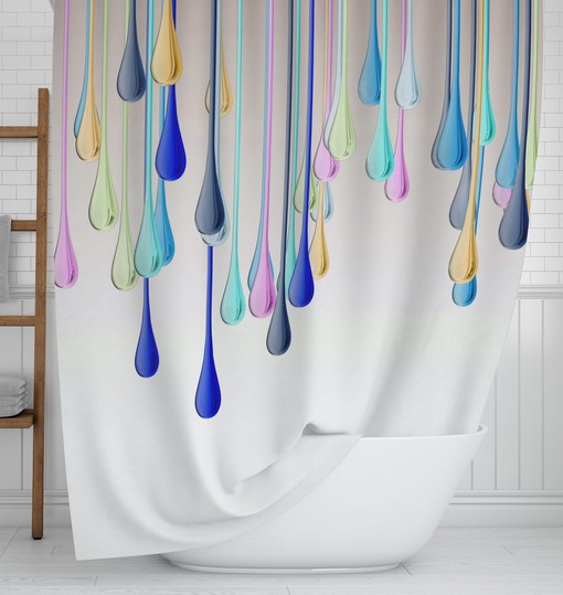 Unique Shower Curtains Gypsy Rain Drops Boho Chic Shower Curtain with Optional Bath Mat and Towels - Image 2