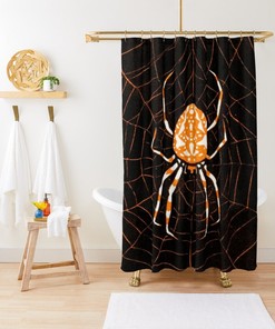 Unique Spider Shower Curtain | Black Curtain | Eco-Friendly and Waterproof | Spider Decor | Restroom Shower Curtains