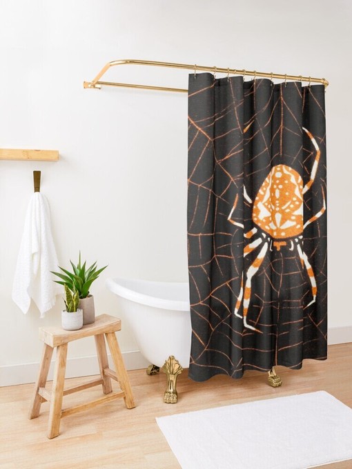 Unique Spider Shower Curtain | Black Curtain | Eco-Friendly and Waterproof | Spider Decor | Restroom Shower Curtains - Image 2