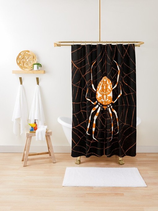 Unique Spider Shower Curtain | Black Curtain | Eco-Friendly and Waterproof | Spider Decor | Restroom Shower Curtains - Image 3