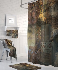 Unique Steampunk Industrial Shower Curtain Set - Add an Industrial Touch to Your Bath Decor