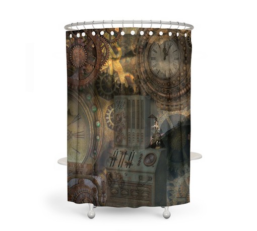 Unique Steampunk Industrial Shower Curtain Set - Add an Industrial Touch to Your Bath Decor - Image 2