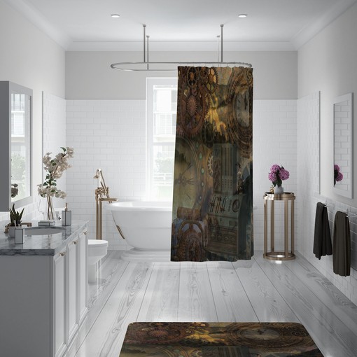 Unique Steampunk Industrial Shower Curtain Set - Add an Industrial Touch to Your Bath Decor - Image 3