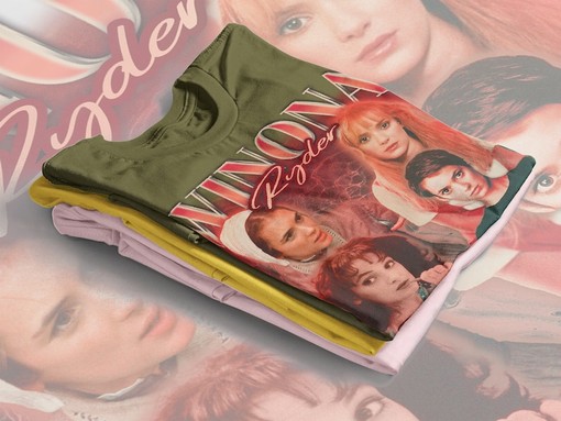 Unique Winona Ryder Design Tee, Fan Art Photo Tribute 90s Style Shirt - Image 3