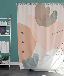 Unique and Decorative Abstract Boho Watercolor Leaves Shower Curtain