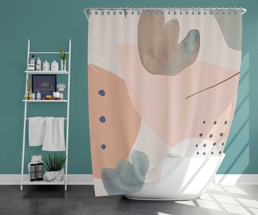 Unique and Decorative Abstract Boho Watercolor Leaves Shower Curtain