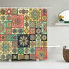 Unique and Decorative Bohemian Blue Mandala Geometric Floral Mosaic Tile Shower Curtain