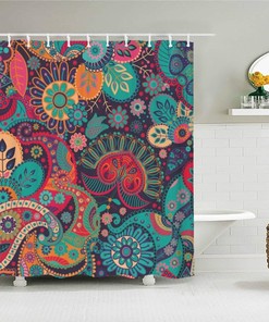 Unique and Decorative Colorful Boho Flower Shower Curtain