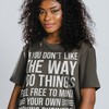 Unisex Graphic Tee with Feel Free To Mind Your Own Business Quote and Middle Finger