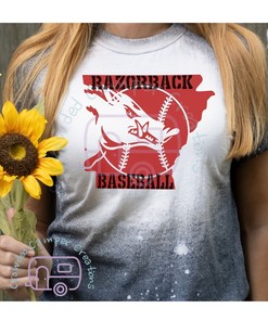 University Of Arkansas Hoodie, Sweatshirt- Arkansas Razorbacks Baseball Bleached T-Shirt