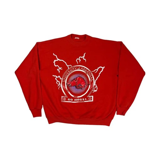 University Of Arkansas Razorbacks 90S Lightning T-Shirt Sweatshirt for Sports Fans