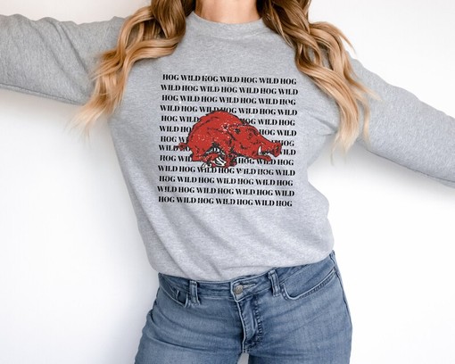 University Of Arkansas Sweatshirt - Hog Wild Sweatshirt, Razorback Crewneck, Football Sweater, NCAA Shirts for Men - Image 3
