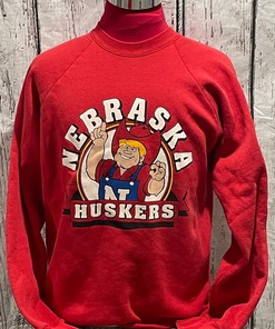 University Of Nebraska Cornhuskers Football Sweatshirt Hoodie All Sizes Vintage Red 1980s NCAA Shirt