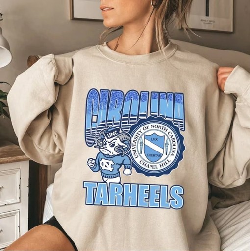 University Of North Carolina, Vintage UNC Tar Heels Mascot Logo Shirt - UNC Sweatshirt for Men