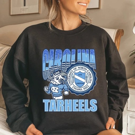 University Of North Carolina, Vintage UNC Tar Heels Mascot Logo Shirt - UNC Sweatshirt for Men - Image 3