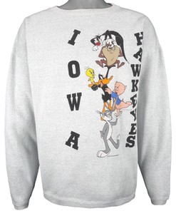University of Iowa Hawkeyes x Looney Tunes Crew Neck Sweatshirt, 1990s Vintage American Football Shirts