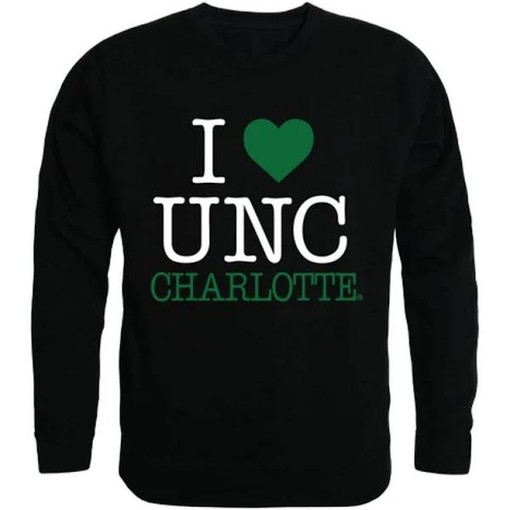 University of North Carolina at Charlotte I Love Crewneck Sweatshirt, NCAA Shirt for Carolina Fans