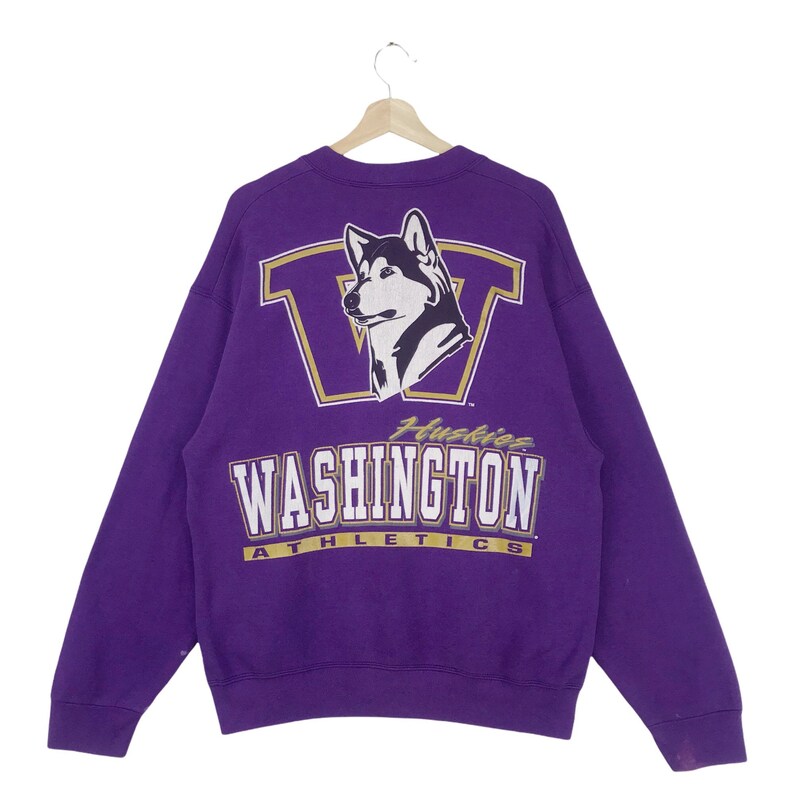 University of Washington Pullover Sweatshirt, Vintage 90s Huskies Sweatshirt Crewneck Athletic Team