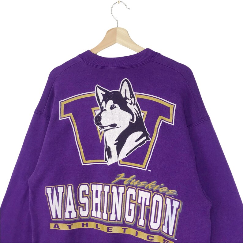 University of Washington Pullover Sweatshirt, Vintage 90s Huskies Sweatshirt Crewneck Athletic Team - Image 2