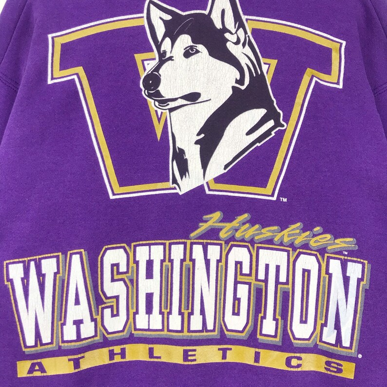 University of Washington Pullover Sweatshirt, Vintage 90s Huskies Sweatshirt Crewneck Athletic Team - Image 3