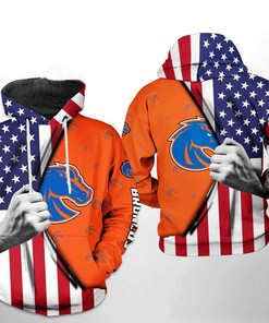Unleash Your Patriotism with Boise State Broncos NCAA US Flag 3D Hoodie Zipper Hoodie Featuring Custom All Over Print