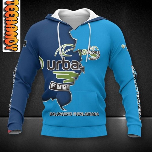 Urbas Fuenlabrada All Over Print 3D Hoodie with Team Logo for Basketball Fans