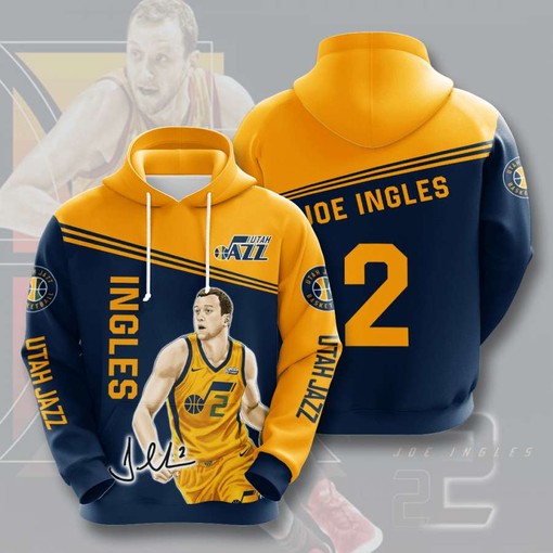 Utah Jazz Theme All Over Print Hoodie in 3D Design for Sport Lovers