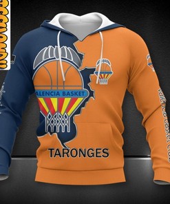Valencia Basket All Over Print 3D Hoodie with Bold Team Logo for Basketball Lovers