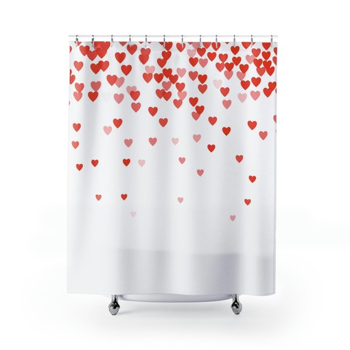 Valentine's Day Shower Curtain | Romantic Cute Red Hearts Theme | Idea for Valentines Day | Bathroom Decor - Image 2