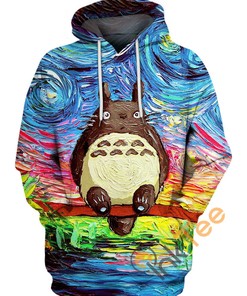 Van Gogh Style Totoro Hoodie with 3D Design - Must-Have for Art Lovers