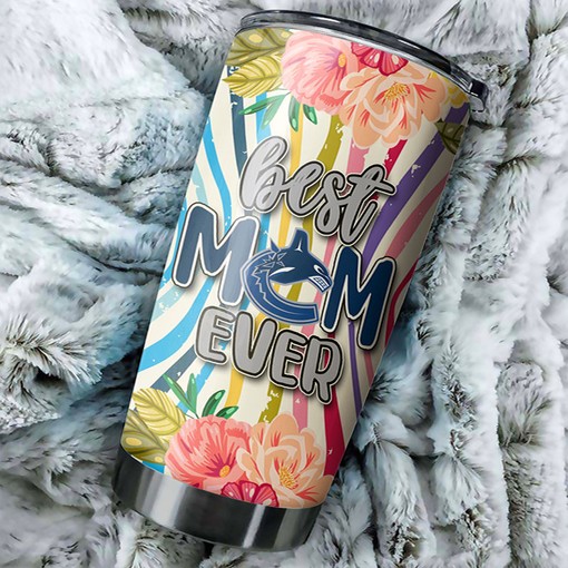 Vancouver Canucks NHL Tumbler - Elegant Floral Design for the Best Mom Ever