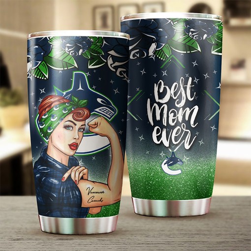 Vancouver Canucks NHL Tumbler NHL Logo Strong Best Mom Ever Tumbler, Perfect for Dedicated Fans and Tumbler Gift Ideas
