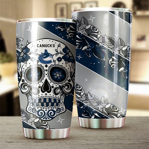 Vancouver Canucks NHL Tumbler with Skull Design - Perfect for Fans