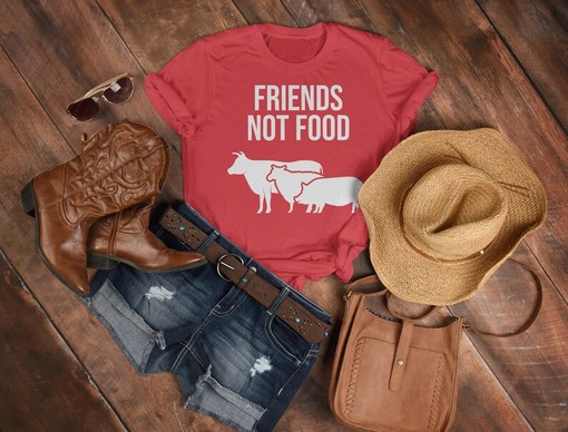Vegan Animal Lover Friends Not Food Unisex Tee, Vegetarian and Vegan Shirt - Image 3