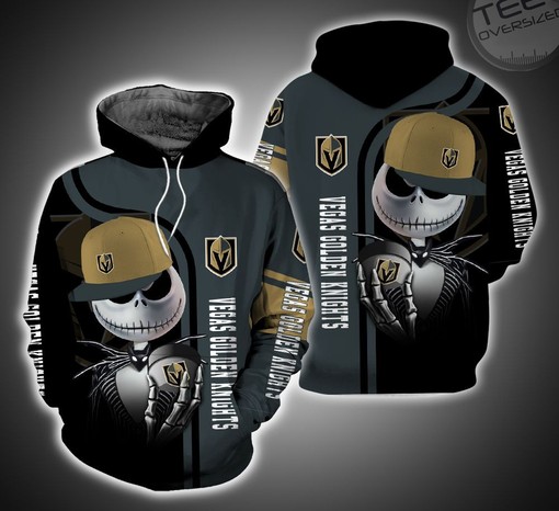 Vegas Golden Knights and Jack Skellington All Over Print 3D Hoodie for Men