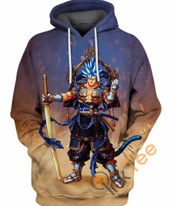 Vegito Blue Hoodie with 3D All Over Print for Fans of Dragon Ball Super
