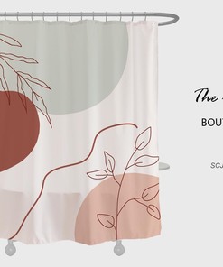 Vibrant Abstract Plant Shower Curtain - Heavy Duty Polyester Fabric for Modern Home Bath Decor