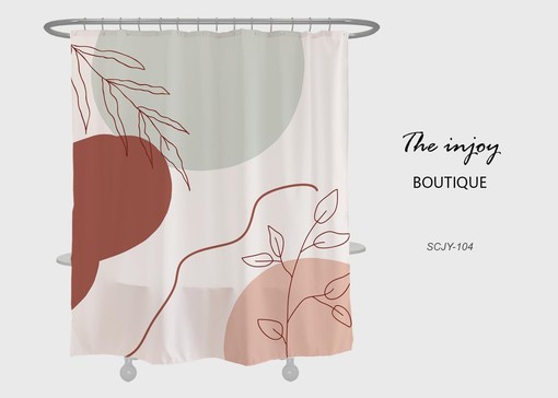 Vibrant Abstract Plant Shower Curtain - Heavy Duty Polyester Fabric for Modern Home Bath Decor