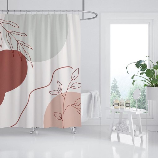 Vibrant Abstract Plant Shower Curtain - Heavy Duty Polyester Fabric for Modern Home Bath Decor - Image 2