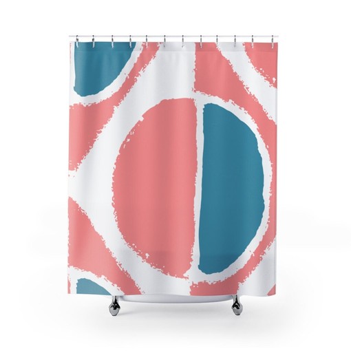 Vibrant Colorful Abstract Geometric Retro Shower Curtain for a Bright and Fun Bathroom