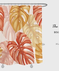 Vibrant Colorful Leaves Decorative Shower Curtain, Vibrant Leaf Bathroom Decor, Waterproof Washable Bath Curtain